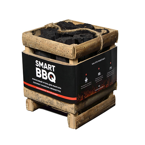 Coconut charcoal 1.4 kg set in bamboo container-starter