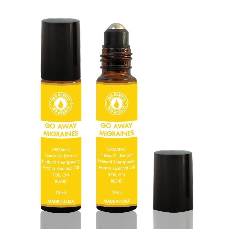 Pre-Diluted Organic Hemp Oil Extract Natural Therapeutic Aroma Essential Oil Blend (Roll On, GoAway Migraines)