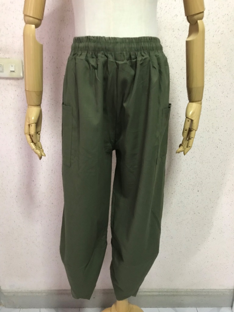 76955 กางเกงฮาเร็มสีเขียวขี้ม้า