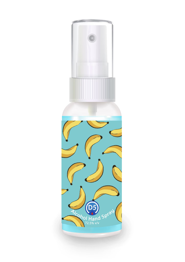D5 Alcohol Hand Spray 30ml. #03 My Banana ผลิตภัณฑ์สเปรย์ทำความสะอาดผิวมือด้วยสารสกัดจากธรรมชาติ ไม่ก่อให้เกิดการระคายเคืองผิว