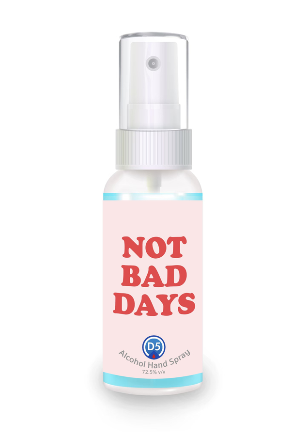 D5 Alcohol Hand Spray 30ml. #10 Not bad day ผลิตภัณฑ์สเปรย์ทำความสะอาดผิวมือด้วยสารสกัดจากธรรมชาติ ไม่ก่อให้เกิดการระคายเคืองผิว