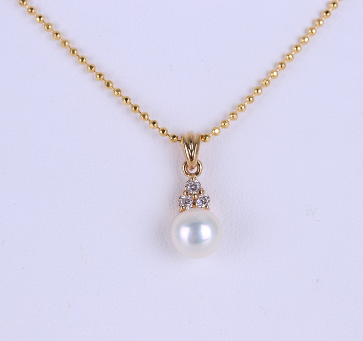 Pearl Jewelry สร้อยไข่ปลา+จี้ไข่มุกแท้ปริ๊นเซส เพิร์ล มุก 7 มิล