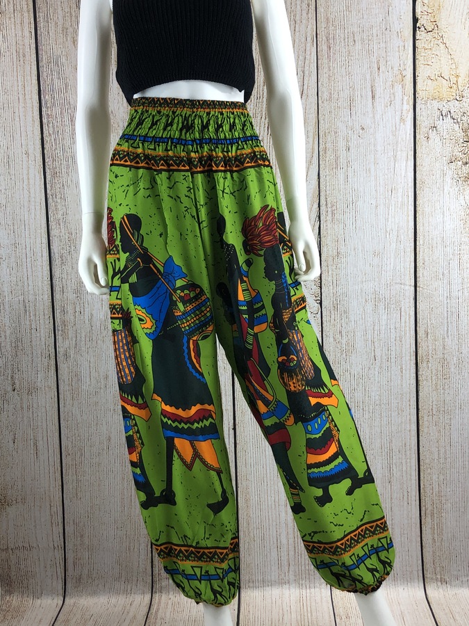 Kraft4Life | Women Smocked Waist Baggy Bohemian Boho Hippie Clothes Yoga Harem Bangkok Pants Palazzo Casual Pants