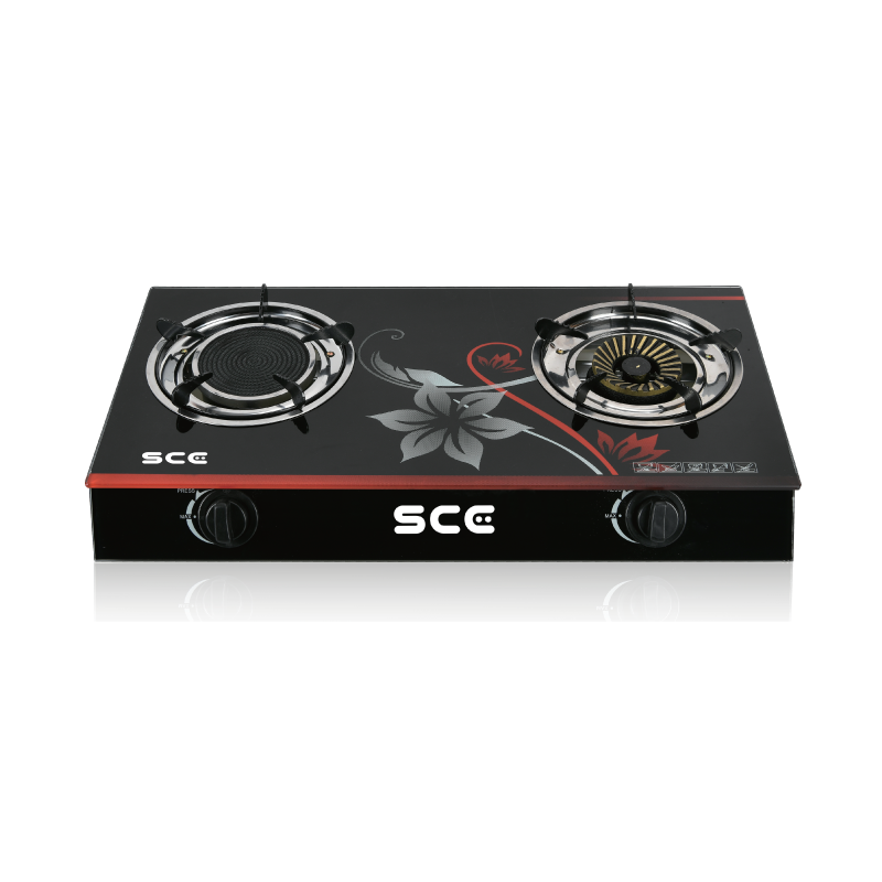SCE Double Burner Infrared Glass Gas Stove GG1