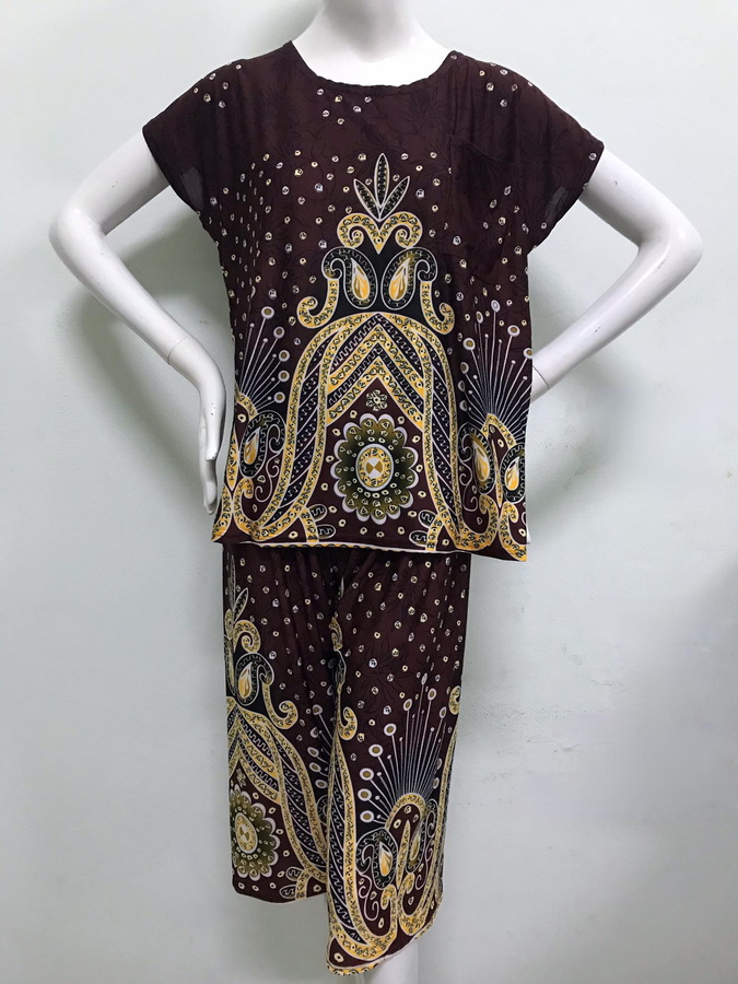 ชุดเสื้อ+กางเกงลำลองลายบิ๊กเบลสีน้ำตาล