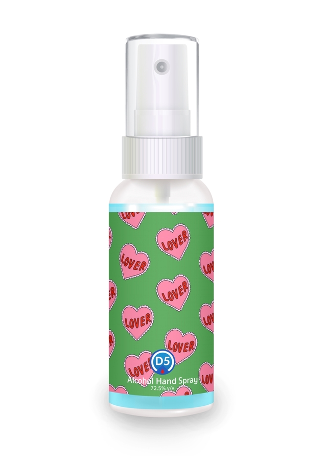 D5 Alcohol Hand Spray 30ml. #02 LOVER (New Collection) ผลิตภัณฑ์สเปรย์ทำความสะอาดผิวมือด้วยสารสกัดจากธรรมชาติ ไม่ก่อให้เกิดการระคายเคืองผิว