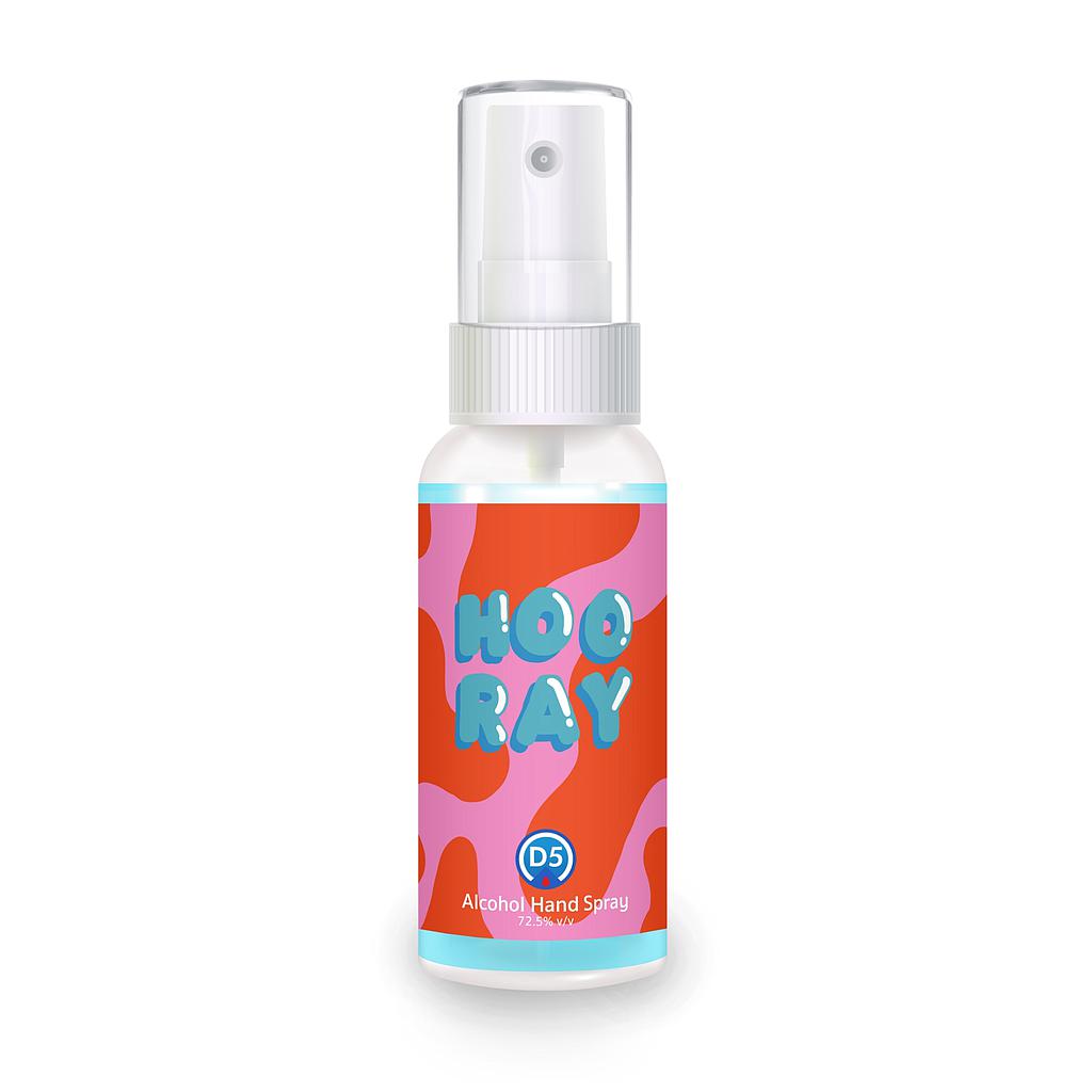 D5 Alcohol Hand Spray 30ml. #05 HOO RAY (New Collection) ผลิตภัณฑ์สเปรย์ทำความสะอาดผิวมือด้วยสารสกัดจากธรรมชาติ ไม่ก่อให้เกิดการระคายเคืองผิว
