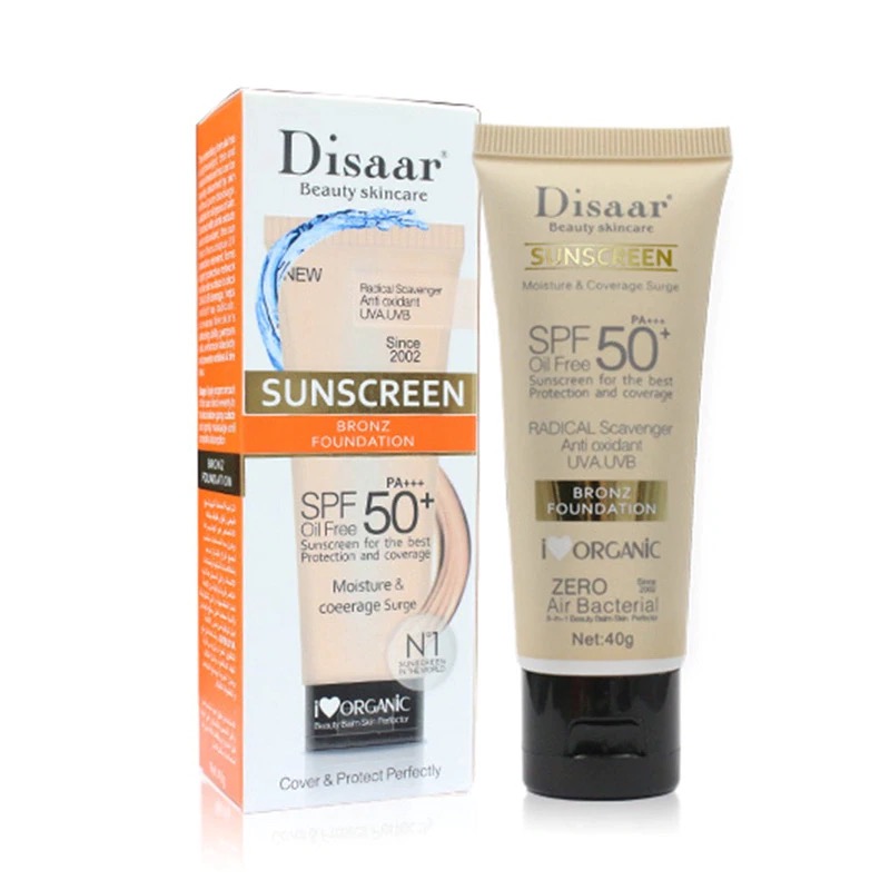 SPF50+ PA+++/ผสมรองพื้น/ป้องกันแสงแดด/ผิวหน้า/ร่างกาย/ไม่ล้างออก/กันน้ำ/ไม่เป็นคราบ/สูตรอ่อนโยนไม่แพ้/ไม่มีสารอุดตันบนใบหน้า/ใช้ได้ทุกสภาพผิว