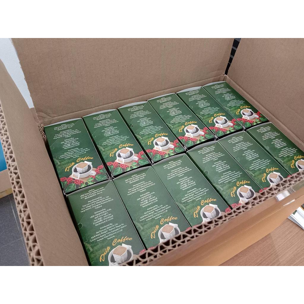 กาแฟอาราบิก้าแท้ ออร์แกนิค คั่วระดับเข้ม แบบถุงดริป  ( บรรจุ 24 กล่อง )