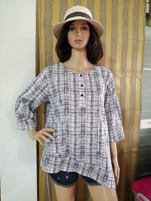 เสื้อแฟชั่นผ้าฝ้ายลายตาราง