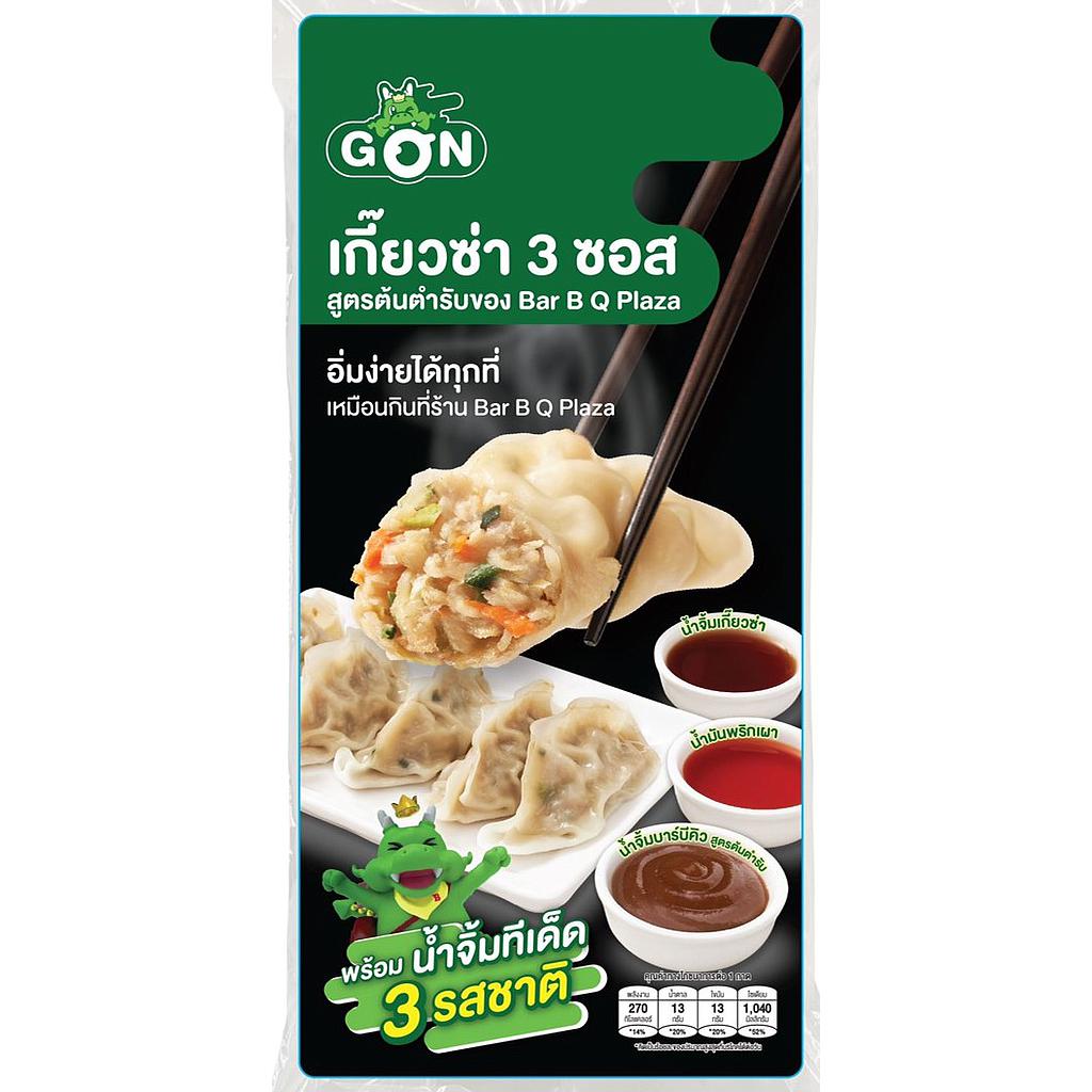เกี๊ยวซ่าไส้หมูสูตรต้นตำรับ  พร้อมน้ำจิ้ม 3 แบบ