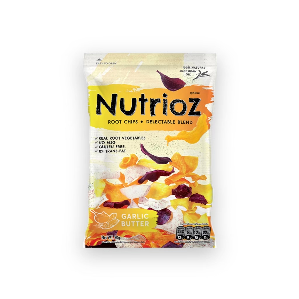 NUTRIOZ Mixed Root Chips Garlic Butter Flavor (60g.)  