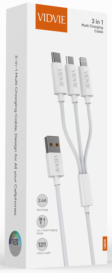 สายชาร์ท USB อุปกรณ์มือถือ 3 in 1 รุ่น CB475