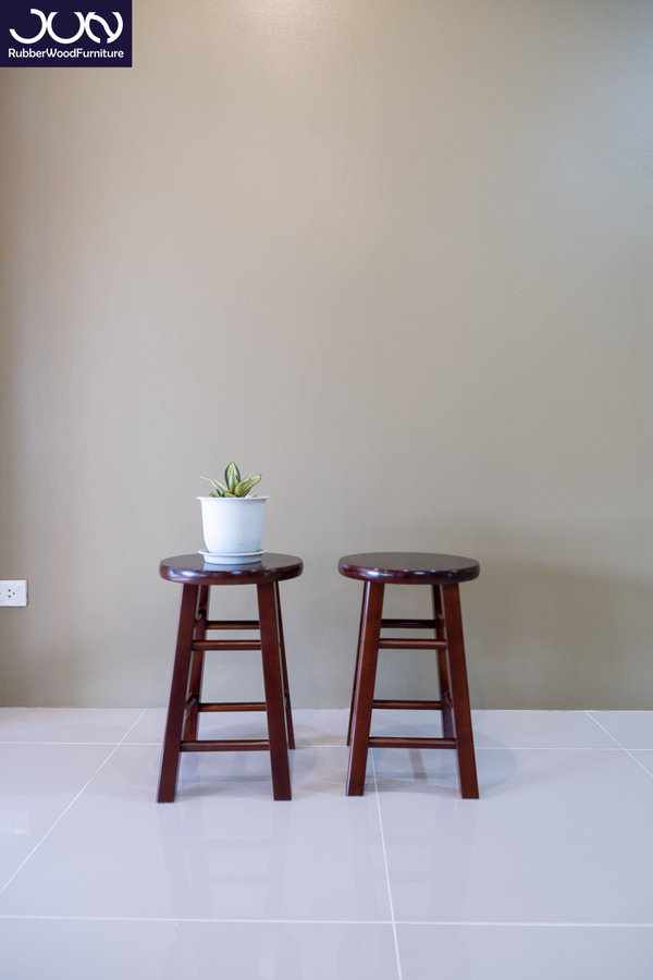 เก้าอี้ เก้าอี้บาร์ เก้าอี้ไม้ยางพาราแท้ ( สี Espresso ) สูง 45 cm ขนาด 18 นิ้ว

