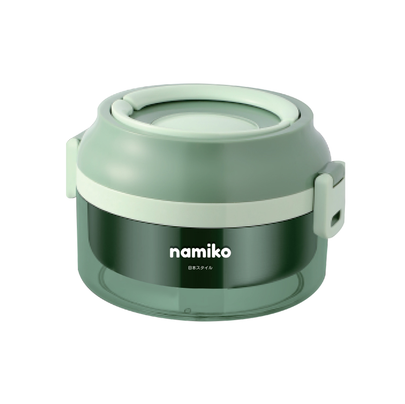 Namiko ปิ่นโตทรงกลมฝาล็อค 850ml - สีเขียวเข้ม