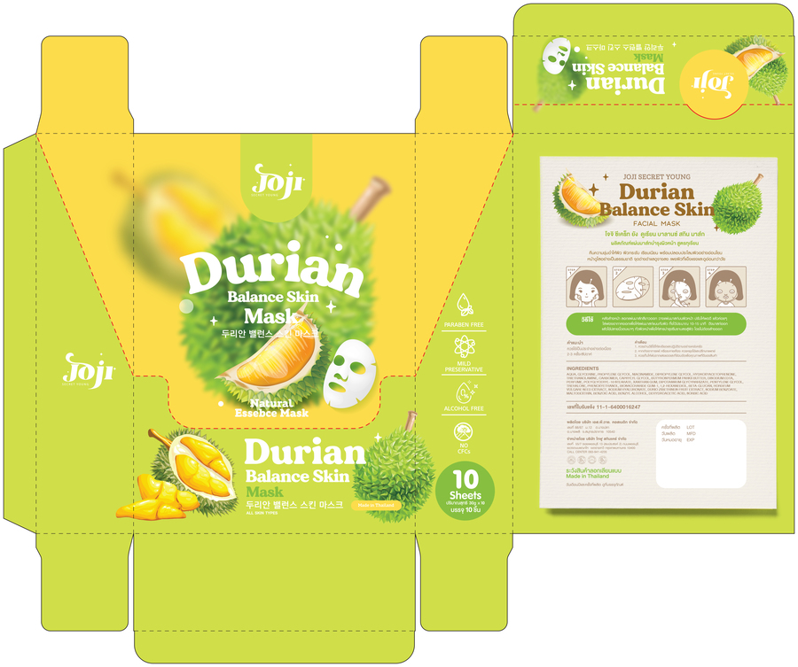 DURIAN BALANCE SKIN MASK / PACK 10 PCS