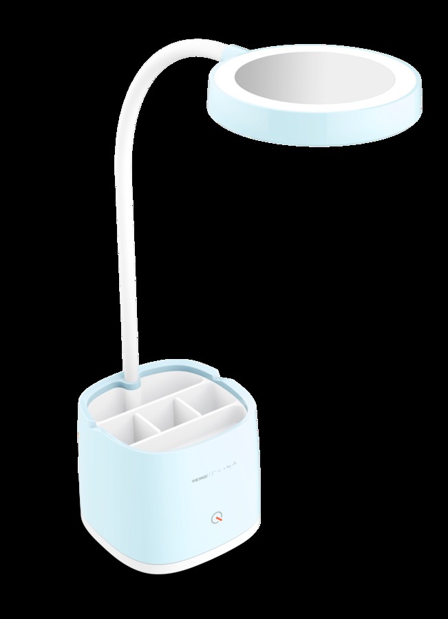 โคมไฟ รุ่น YG-T110B  สีฟ้า
โคมไฟตั้งโต๊ะ LED ระบบสัมผัส แฟชั่น พิเศษมีกระจกแต่งหน้า ช่องใส่อุปกรณ์เครื่องเขียน แบตเตอรี่แบบถอดเปลี่ยนได้
โคมไฟ + กระจกแต่งหน้า + ช่องใส่ของ รูปร่างใหญ่เอฟเฟกต์  แสงไฟมี 3ระดับ ใช้USB สำหรับชาร์จ พื้นผิวส่องสว่างขนาดใหญ่ถนอมสำหรับดวงตา
