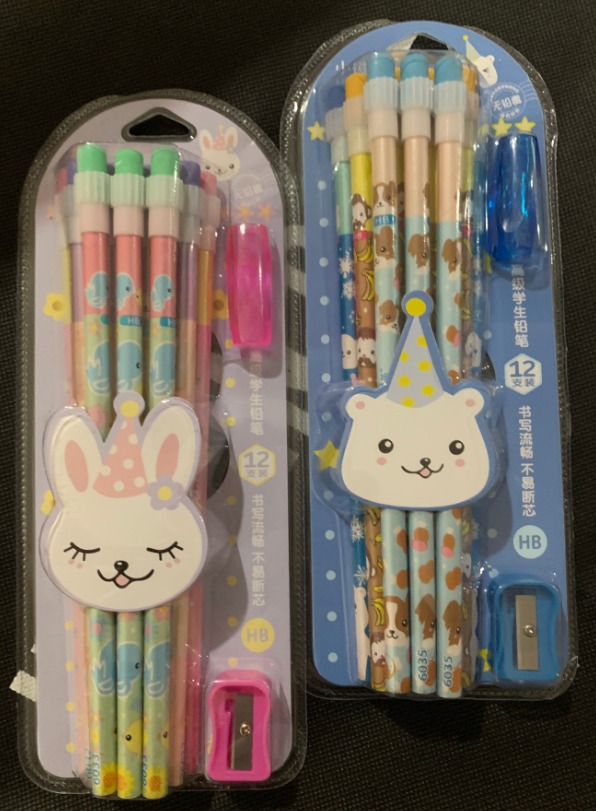 ดินสอไม้ แพค 12+กบเหลา+ปลอกดินสอ คละลาย/สี