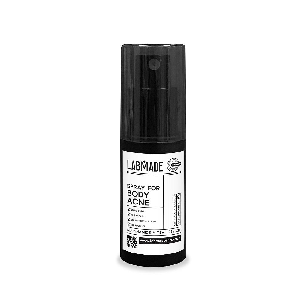 LABMADE SPRAY FOR BODY ACNE
แลบเมด สเปรย์ ฟอร์ บอดี้ แอคเน่
สเปรย์ดูแลปัญหาสิวสูตรเข้มข้นพิเศษ ค้นคว้าวิจัยและพัฒนาโดยทีมงานเภสัชกร อุดมด้วยคุณค่าของ NIACINAMIDE ผสานด้วยคุณค่าของ “TEA TREE OIL” จึงช่วยดูแลเรื่องสิวได้อย่างมีประสิทธิภาพ