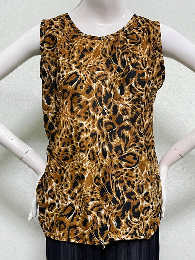เสื้อแขนกุดลายเสือสีน้ำตาล