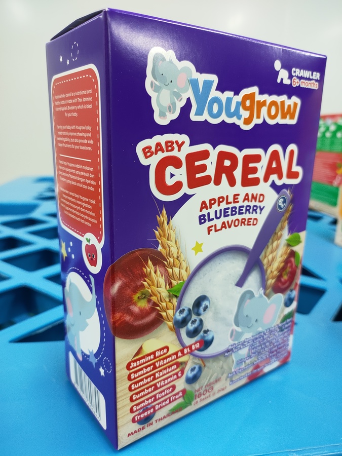 ข้าวหอมมะลิบด แอปเปิ้ลและบลูเบอร์รี่ อาหารเสริมสำหรับทารกและเด็กเล็ก 6 เดือนขึ้นไป

