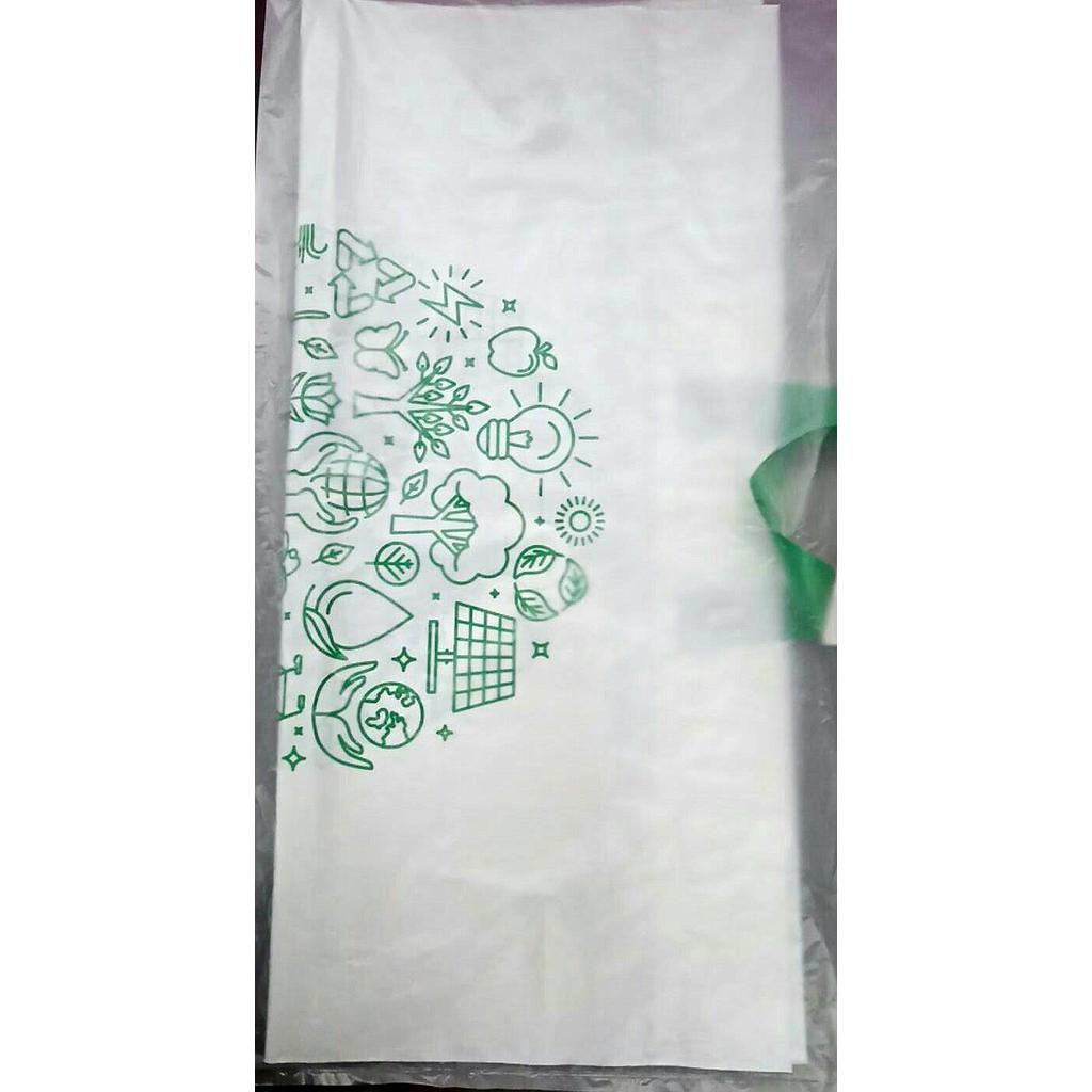 ถุง Soft Loop PE สีขาว 60x56 พิมพ์ 1 สีหน้าหลัง