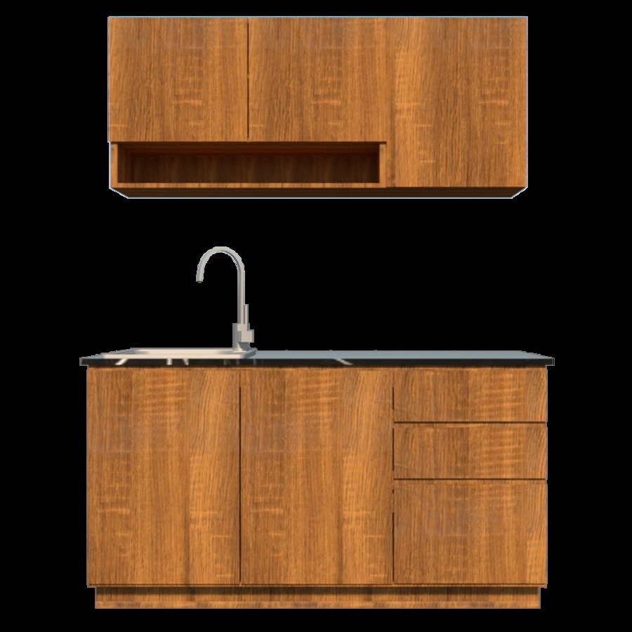 ชุดครัวสำเร็จรูป 1.5 เมตร ซิงค์ สี natural wood