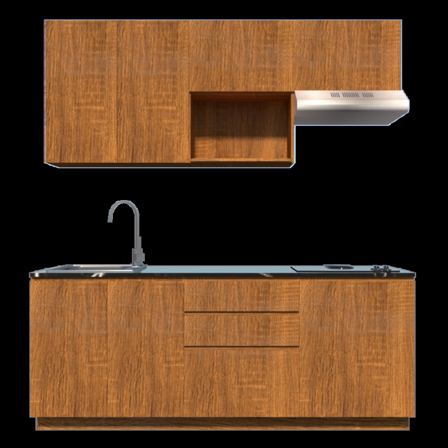 ชุดครัวสำเร็จรูป 2 เมตร ซิงค์ สี natural wood