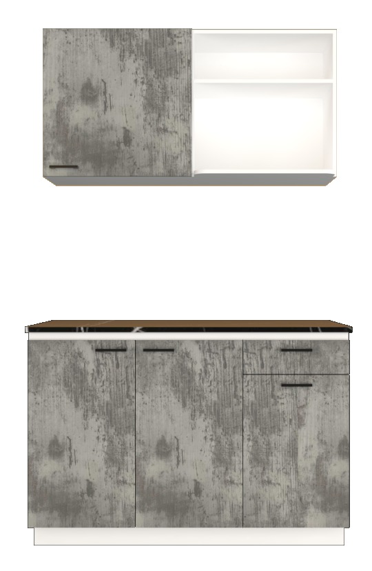 ชุดครัวสำเร็จรูป 1.2 เมตร สี loft wood