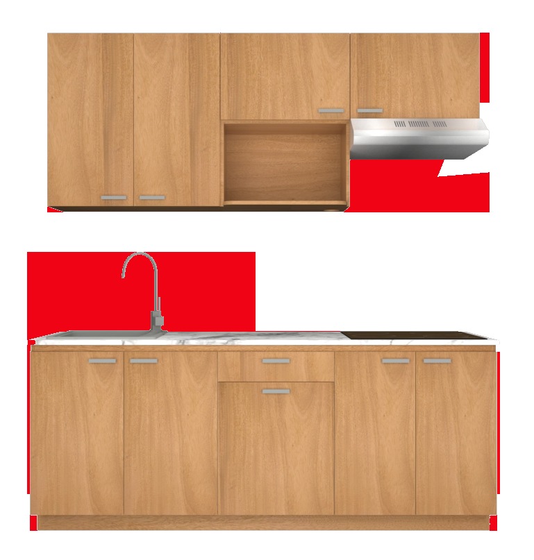 ชุดครัวสำเร็จรูป 2 เมตร ซิงค์ สี  brown wood
