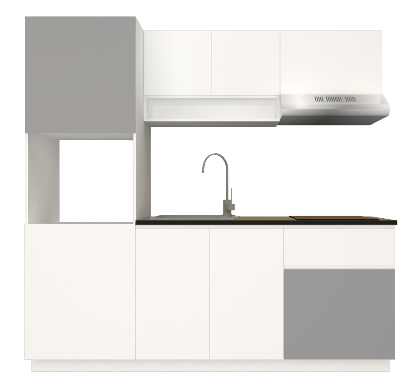 ชุดครัวสำเร็จรูป 2 เมตร ซิงค์ สี two tone