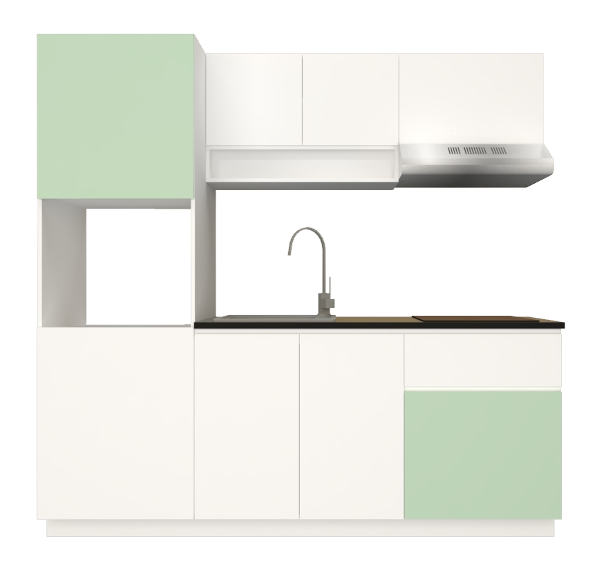 ชุดครัวสำเร็จรูป 2 เมตร ซิงค์ สี tone green