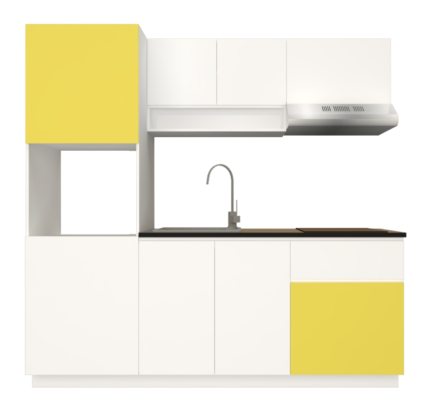 ชุดครัวสำเร็จรูป 2 เมตร ซิงค์ สี tone yellow honey