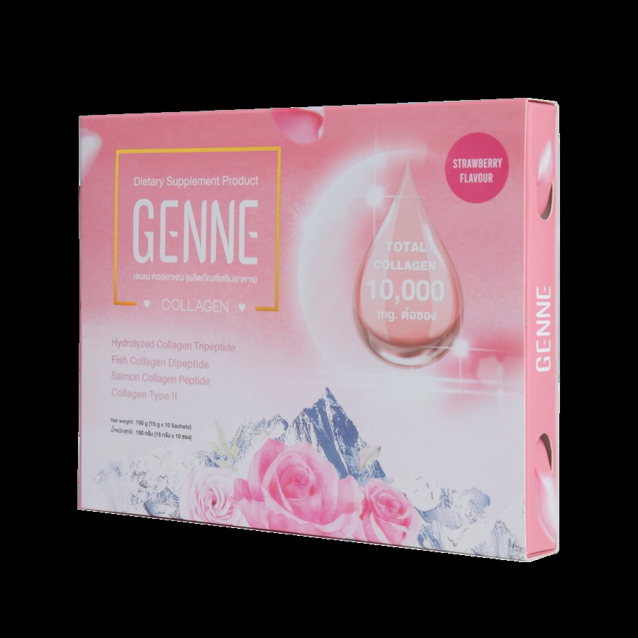 Genne Collagen คอลลาเจน พรีเมี่ยม จากญี่ปุ่น 4 ชนิด ผลิตภัณฑ์เสริมอาหารแบบชงดื่ม ที่ออกแบบมาเพื่อดูแลสุขภาพผิวให้สวยสมบูรณ์แบบตามแบบฉบับของคุณเอง พร้อมดูแลบำรุงข้อเข่าให้แข็งแรง ด้วยการเลือกสรรนวัตกรรมระดับสูง FIR ในการผลิตช่วยให้การแตกตัวของโมเลกุลของคอลลาเจนไวมากขึ้น ร่างกายสามารถดูดซึมไปใช้ได้ทันที และดูดซึมได้สูงสุด 3-5 เท่า จากการรับประทานเพียง 1 ครั้ง