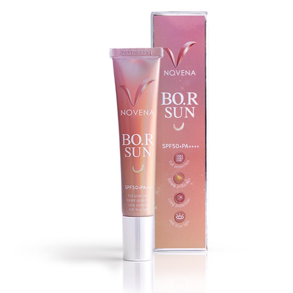 นวัตกรรมป้องกันแสงแดด  ใหม่ จาก NOVENATHAILAND (โนวีน่าไทยแลนด์) ที่สร้างเกราะป้องกันจากธรรมชาติเนื้อเพิ่มเม็ดบีดส์ที่มีสารบำรุงที่ครีมกันแดดทั่วไป อาจะขาดไป เมื่อทาครีมกันแดดตัวนี้ เม็ดบีดส์จะแตกตัวออกมาเพิ่มการบำรุงให้แก่ผิว และผสานเทคโนโลยีอย่าง HEV Shield (เฮช อี วี ซีส) ที่ปกป้องผิวจาก UVA , UVB , high-energy visible (HEV) หรือ แสงสีฟ้า และ IR/Infrared หรือ รังสีความร้อน ซึ่งเป็นสาเหตุหลักที่ทำให้ผิวเกิดจุดด่างดำและ ริ้วรอยก่อนวัยอันควร และลดการเกิด ROS ต้นเหตุของแสง Blue Light ต้นเหตุของผิวเสีย นอกจากนั้นยังช่วยฟื้นบำรุง ลดการอักเสบของผิวหน้า  ผิวรู้สึกชุ่มชื้นและสดชื่นยาวนาน ด้วย เนื้อเจลเบาบาง ไม่ก่อให้เกิดการอุดตันบนใบหน้า