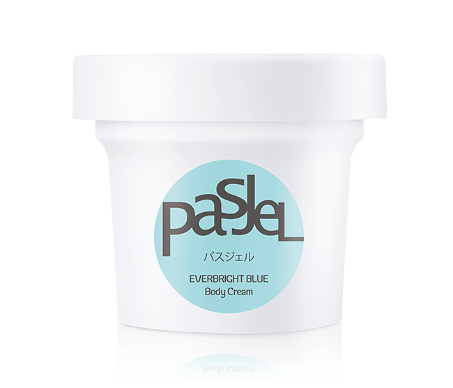 Pasjel Everbright Blue Body Cream. The combination of peppermint extract, multifruit extract and Curcumalonga extract
to whiten, freshen and protect your skin from UVB, making your skin bright and fresh.
