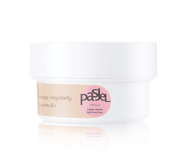 Pasjel Cherry Tender Night Facial Cream. The combination of glyceryl ascorbate, iris florentina root extract, hamamelis viginiana leaf extract, salicylic acid and allium cepa bulb extract to reduce the cause of acne, freckles and melasmas.
