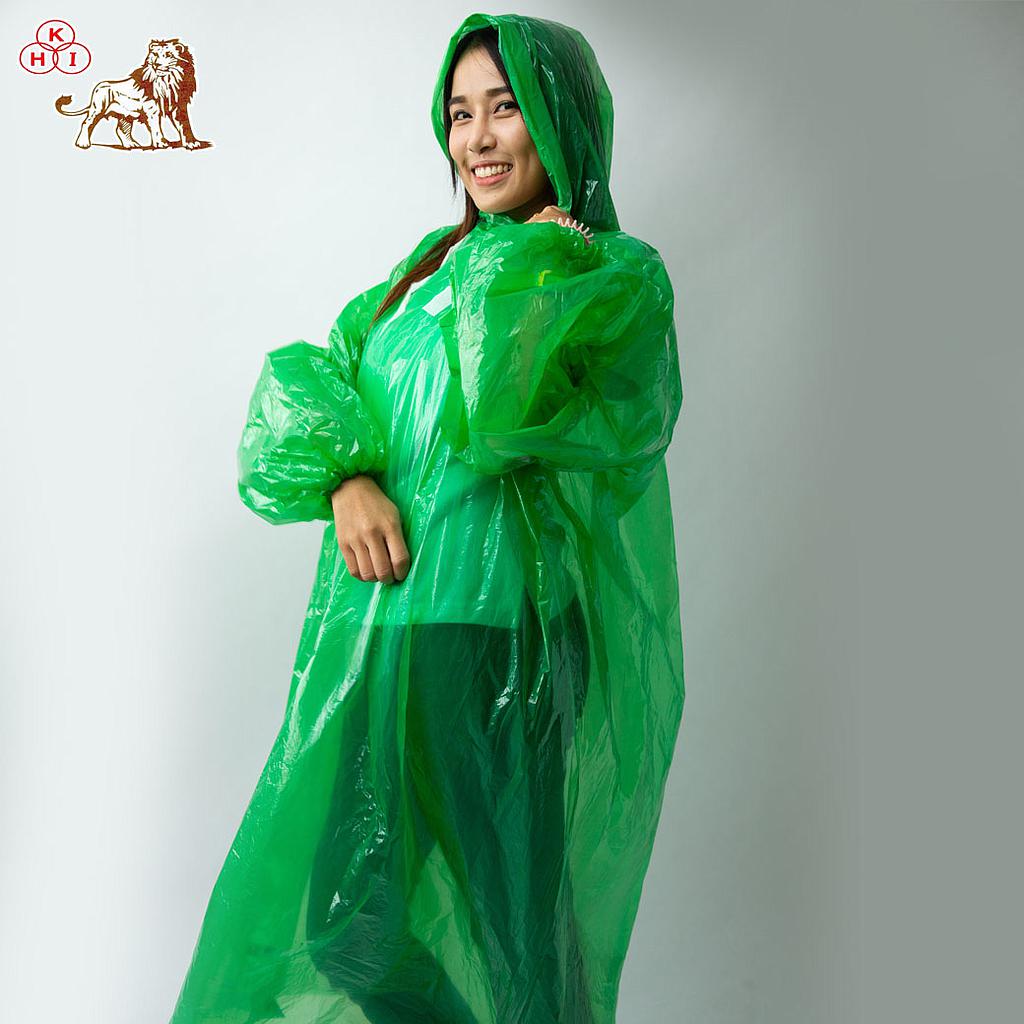 เสื้อฝน PE -ค้างคาว (มีแขน) -  สีเขียว