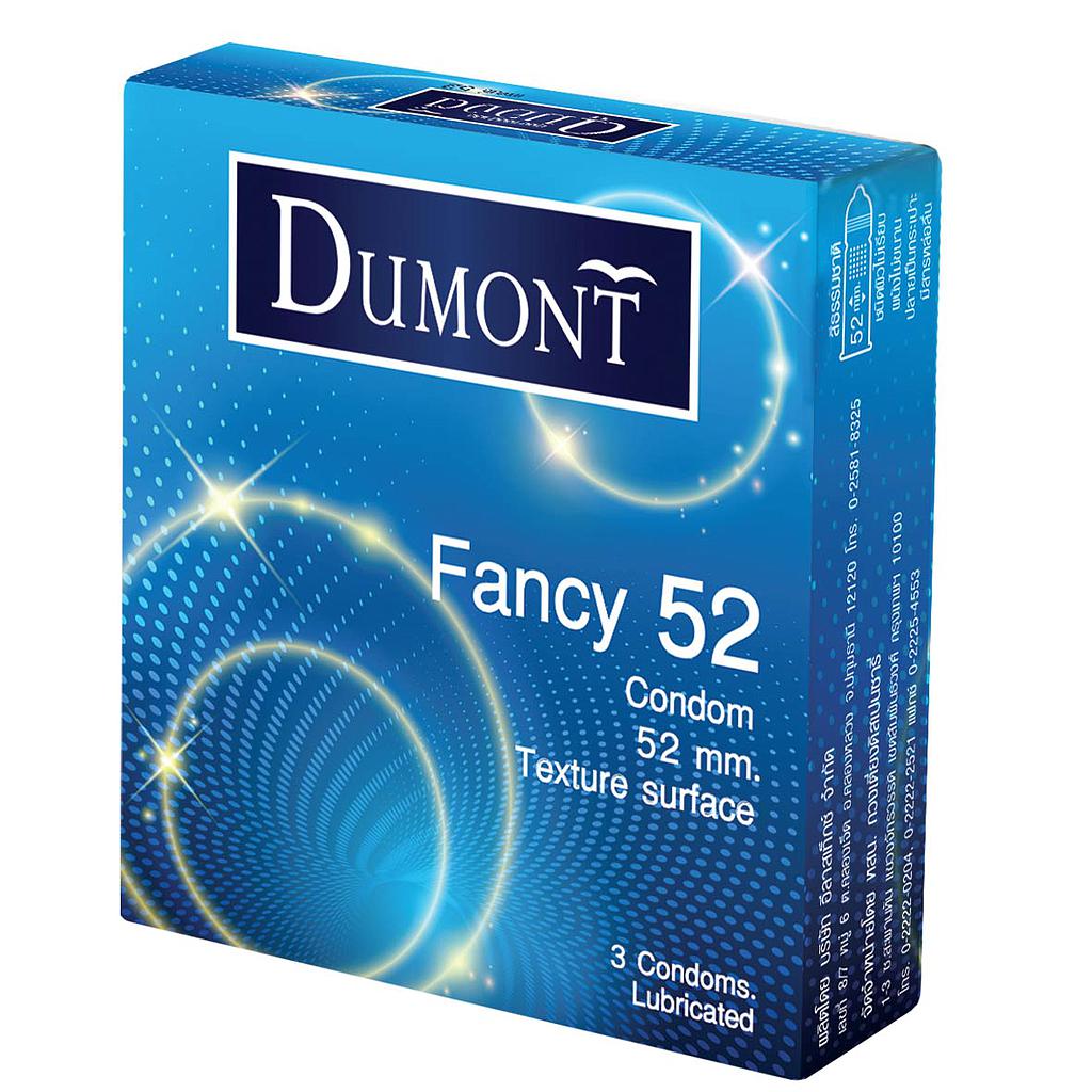 Dumont Fancy
ถุงยางอนามัยแบรนด์ดูมองต์ ไซส์ 52 มม
รุ่นสินค้า 3 ชิ้น