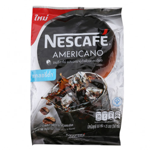 Nescafe 3 in 1 Americano Coffee - Instant Coffee Packets - Single Serve Flavored Coffee Mix (9.6gX25 Sticks) 35 Kcal
**Brewed in cold water or Hot water** 
