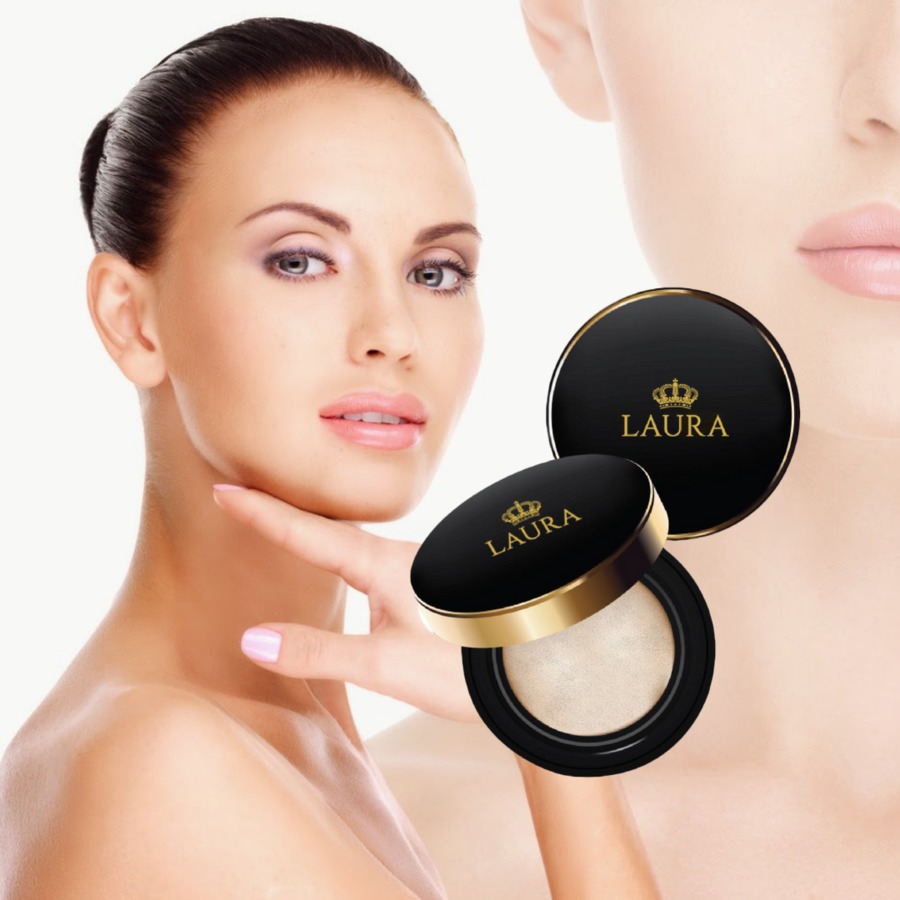 แป้งอัดแข็งผสมรองพื้น LAURA GLOW UV 2 WAY POWDER SPF 50 (์No.1)