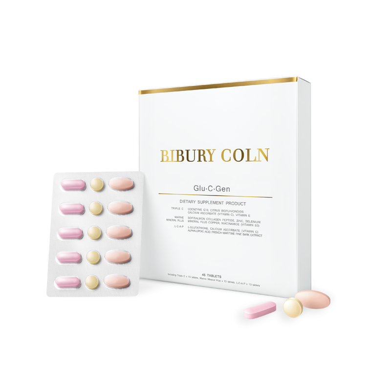 Bibury Coln-Glu-C-Gen (45 tabs) ผลิตภัณฑ์เสริมอาหาร 3 พลัง “ฟื้นฟู บำรุง ปกป้อง” จากภายใน เพื่อทุกความต้องการผิวสวย ครบในกล่องเดียว
ผ่านการคิดค้นและพัฒนาสูตรจาก LAB ชั้นนำในต่างประเทศ โดยนักวิจัยและผู้เชี่ยวชาญที่มีประสบการณ์ยาวนาน ได้คัดสรรสารสกัดที่ช่วยบำรุงผิวพรรณและสุขภาพจากทั่วโลก อาทิเช่น อเมริกา ฝรั่งเศส และญี่ปุ่น เพื่อเป็นอาหารเสริมที่สามารถตอบทุกความต้องการของผิวสวยสุขภาพดีได้ภายในกล่องเดียว ด้วยการกระตุ้นกระบวนการฟื้นฟู บำรุง และซ่อมแซมเซลล์ผิวจากภายใน ทำให้เซลล์ผิวของคุณแข็งแรง สุขภาพดี ผิวพรรณกลับมาแลดูนุ่มนวล อ่อนเยาว์ เปล่งปลั่ง กระจ่างใสตามธรรมชาติ
ได้รับการรับรองตามมาตรฐาน GMP และ องค์กรอาหารและยา (อ.ย.) จึงมั่นใจได้ในเรื่องคุณภาพ ความปลอดภัย