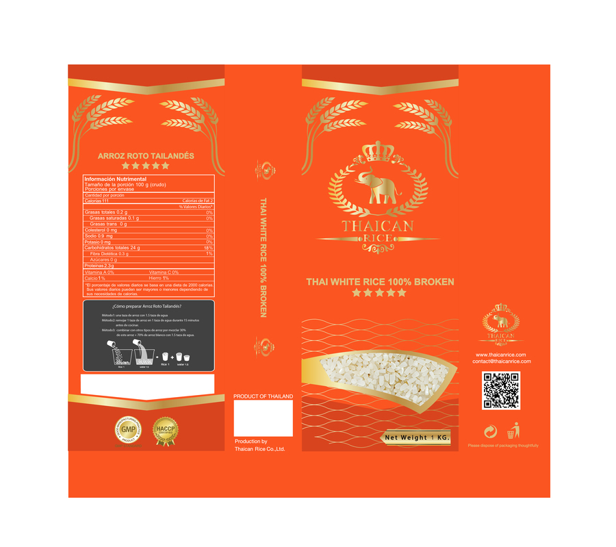 Thai White Rice 100% Broken    TWBR A1 Super  1 kg.