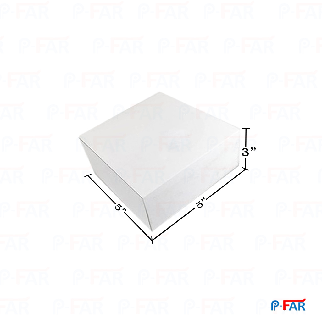 กล่องแม็คชิ้น 5x5x3นิ้ว ขาว ไม่เจาะ สูง (ห่อ 100 ใบ)