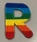 ป้ายตัวรีด สายรุ้ง R