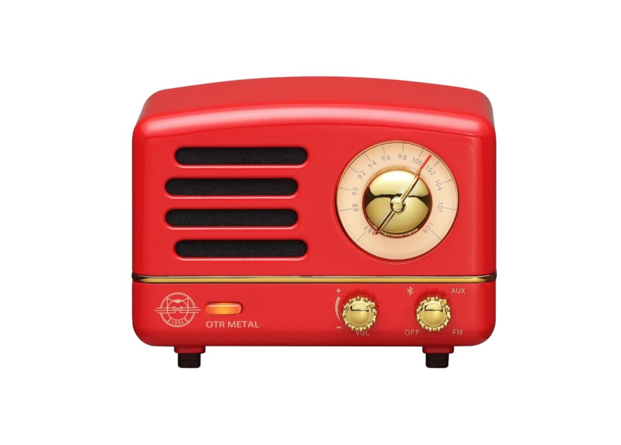 สีแดง ลำโพงบลูทูธ มีวิทยุ FM ในตัว วิทยุลำโพงสไตล์วินเทจ