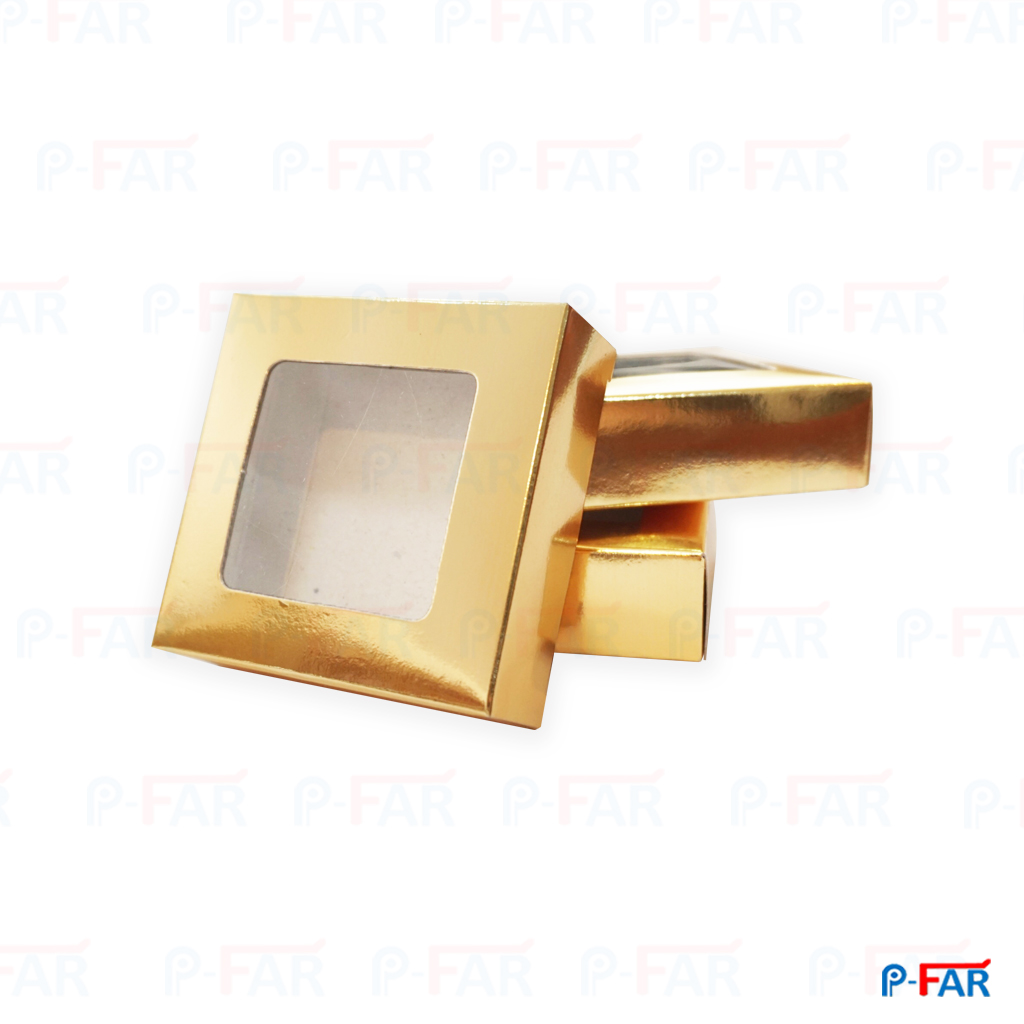 กล่องแฮนเมดแบนจัตุรัส บราวนี่ จิ๋ว บรอนซ์ทอง เจาะ (8x8x2.5cm)