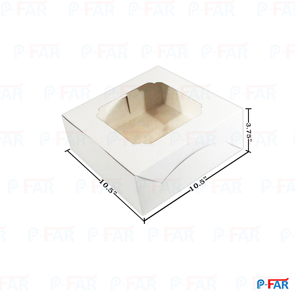 แฮนเมดเค้ก 3 ปอนด์ ขาว เจาะ สูง (10.5x10.5x2.5)