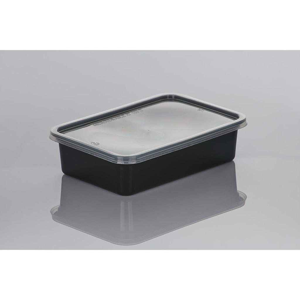 V250B-PP กล่อง 250 กรัมดำ + ฝาปิด PP