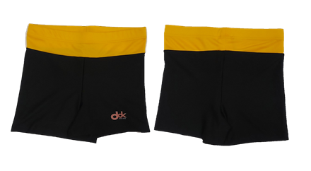 กางเกงขาสั้น  พื้นสีดำ  ขอบเอวสีเหลือง  ไซค์ XL